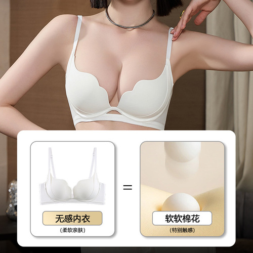 Original patented half-cup bra for women, thin, small breasts, push-up, auxiliary breasts, anti-sagging, large flat chest seamless bra