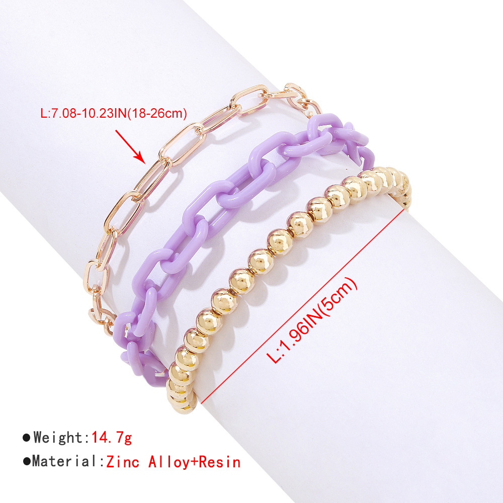 Fashion Acrylic Chain Beaded Stacked Bracelet display picture 4