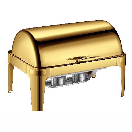 Estufa buffet de acero inoxidable, estufa de calentamiento a alcohol, estufa buffet para hoteles y restaurantes, estufa calentadora rectangular visible con tapa abatible completa.