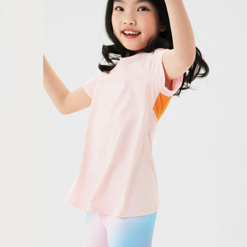Girls' Quick-Dry Sports T-Shirt  Summer New Children's Yoga Suit Lightweight Cool Feeling Hip Covering Air Short Sleeve