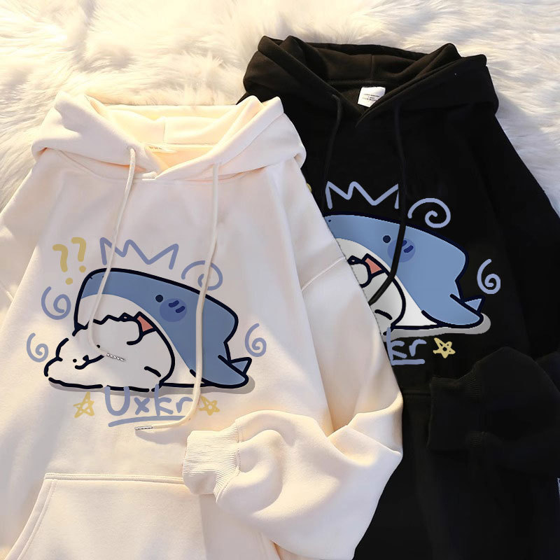 Interesting Cartoon Little Shark Hooded Sweatshirt for Boys and Girls in Autumn and Winter, New Design with a Fresh Feel12