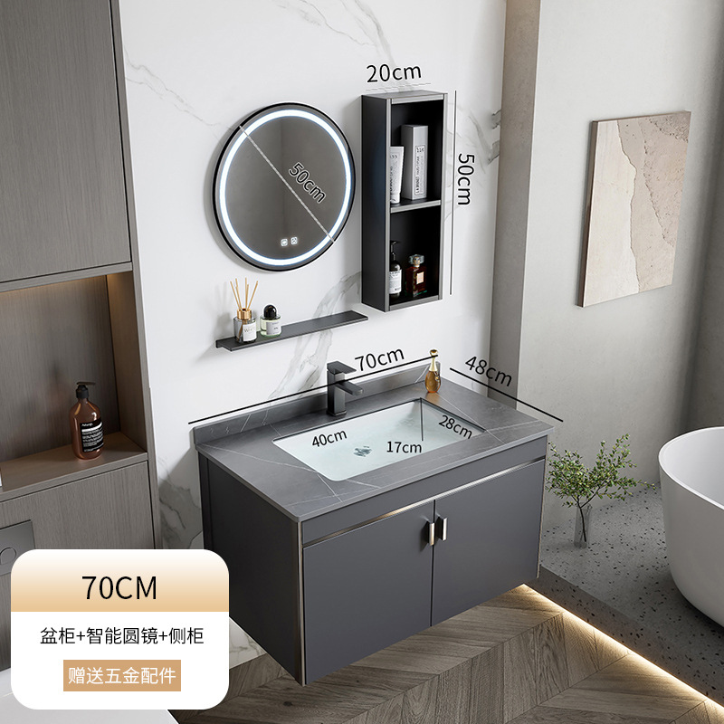 2024 nuevo espacio engrosado aluminio baño gabinete lavabo combinación baño lavabo piscina cerámica integrado