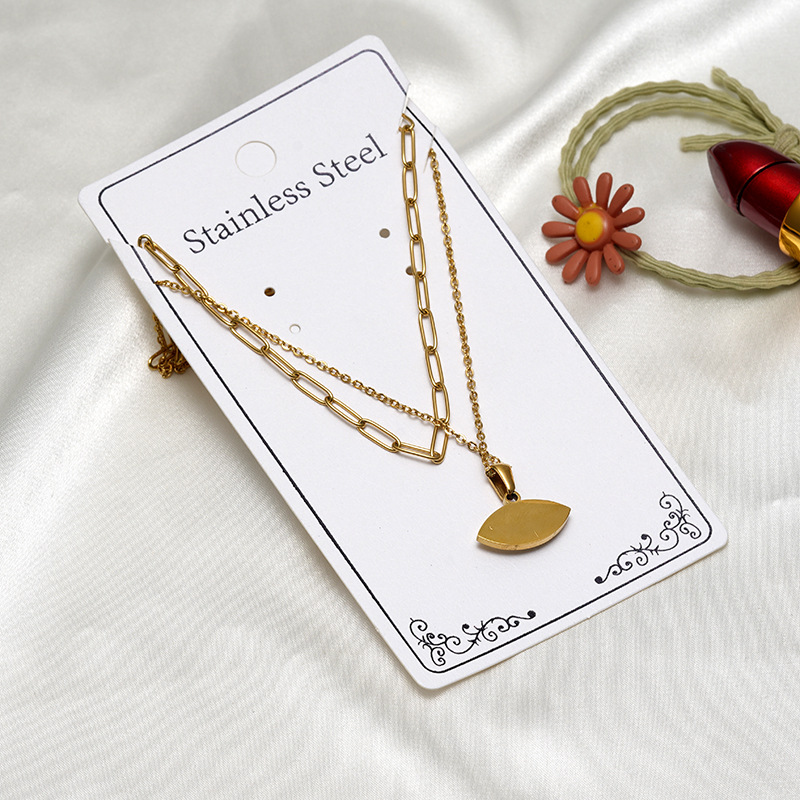 Fashion Eye Titanium Steel Enamel Plating Inlay Shell Layered Necklaces 1 Piece