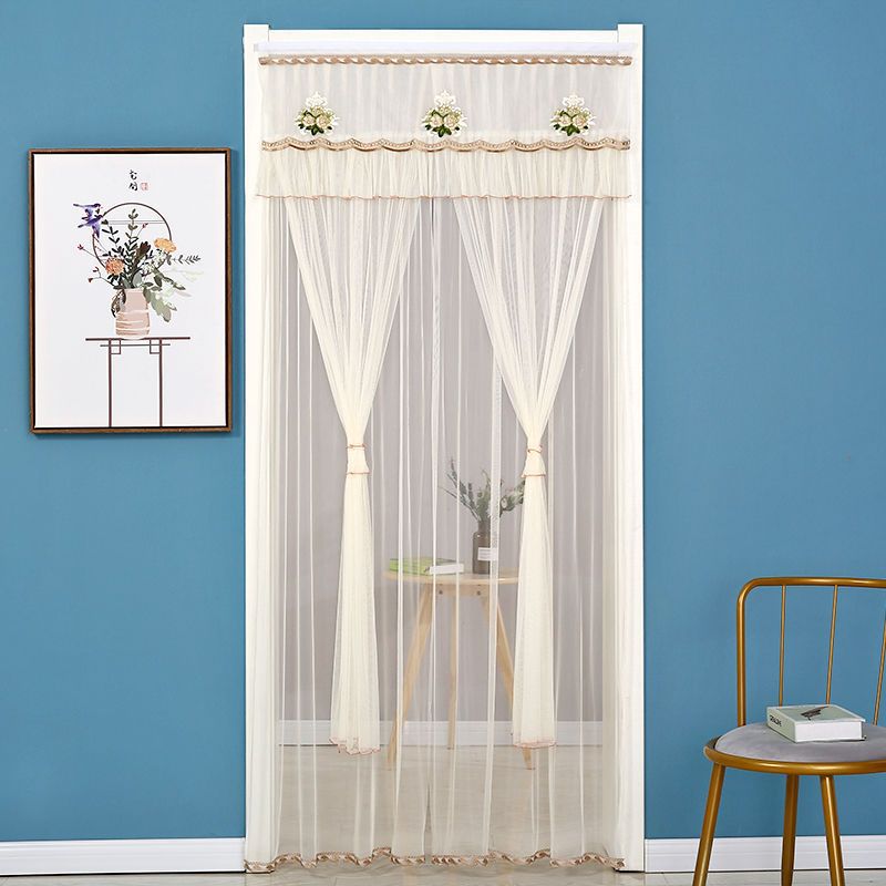 Cortina roja de boda de moda belleza hilo de encaje cortina de puerta dormitorio sala de estar simple cortina de partición a prueba de mosquitos