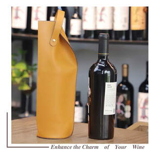 In stock PU leather wine bag portable red wine storage leather case foreign wine gift packaging bottled wine bottle PU handbag