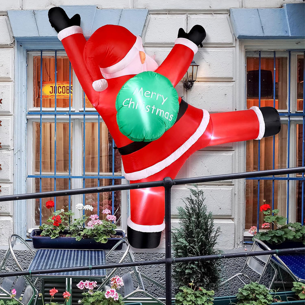 Amazon venta caliente Navidad inflable decoración decoración inflable al aire libre escalada pared inflable santa claus inflable