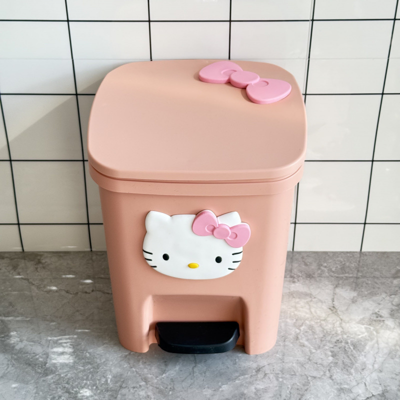 ハローキティ ゴミ箱 漫画 かわいい 高価値 家庭用 リビングルーム ベッドルーム 足踏み式 蓋付き 大容量 バスルーム|undefined