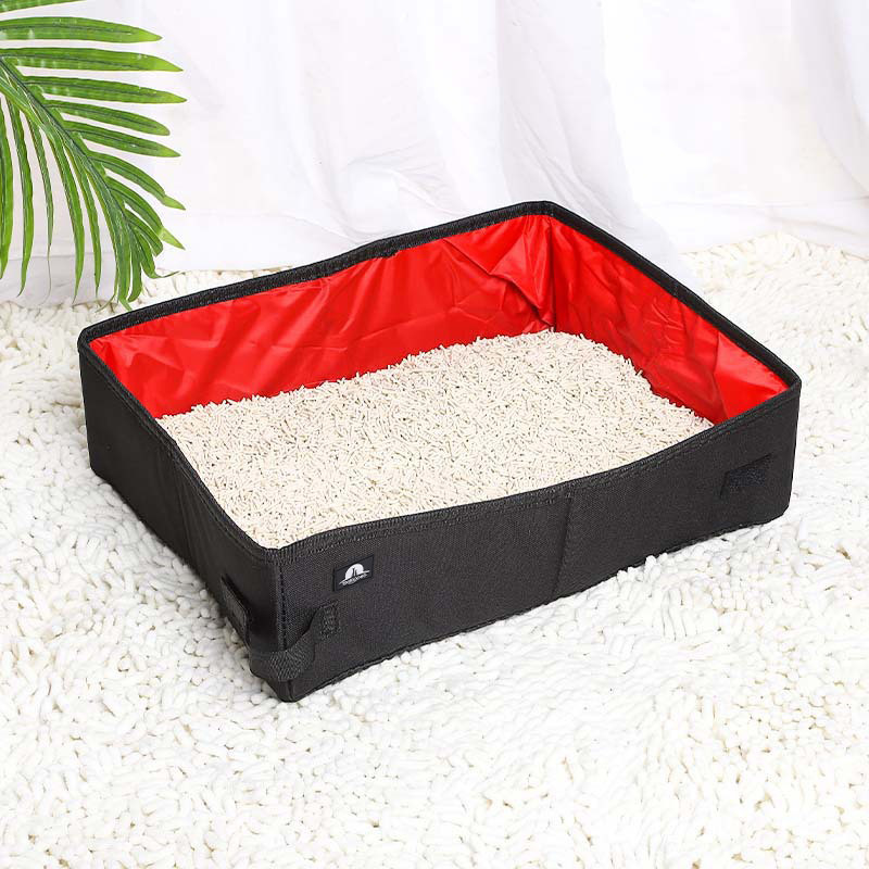 En stock al por mayor caja de arena para gatos plegable portátil entrega transfronteriza conveniente y práctico impermeable Oxford tela caja de arena para gatos