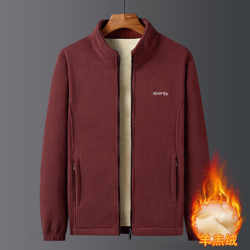 2023 autumn and winter comfortable warm winter hot lambswool men's sweater plus size cardigan fleece jacket fleece-lined jacket shake