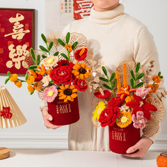 蛇年新年春節ツイストスティック花束DIYハグバケツフラワーアート素材パック、友達への新年手作りギフト