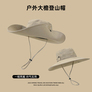 Japanese Style Retro Western Cowboy Hat Women's Summer Big Eave Hat Fishing Outdoor Camping Fisherman Hat Mountaineering Sunscreen Hat for Men