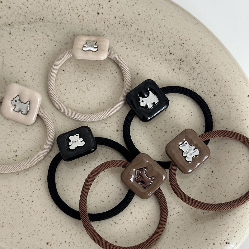 Stile coreano di alta qualità cucciolo di orso quadrato elastico coda di cavallo corda per capelli palla testa corda alta elastico nuovo tutto-fiammifero accessori per capelli_voghion.com