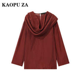 KAOPU ZA 批发外贸衬衫饰秋季新款系列欧美风垂性围巾长袖图片色