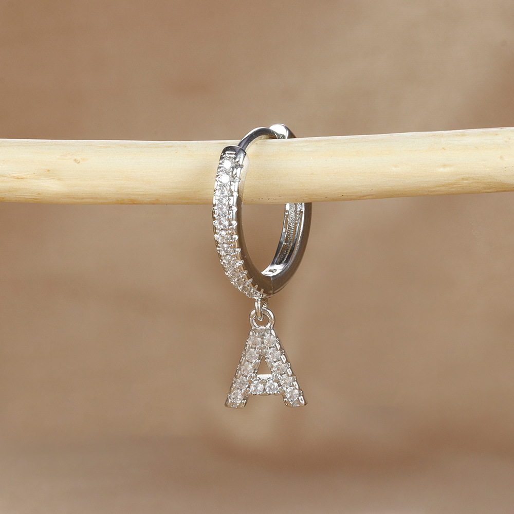6g Weight Copper Ear Needle Material Zircon Inlay Material Charm Sleeper Hoop Earrings, Drop Earrings Classification 1 Piece Quantity Daily Occasion Copper Material Letter Pattern Unisex Gender Plating Design Casual Style 1 Piece Casual Letter Plating Copper Zircon Drop Earrings 8