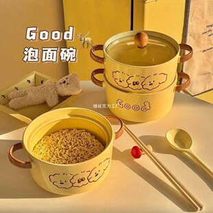 Cute Ceramic Instant Noodle Bowl with Lid Tableware Student Dormitory Large-Capacity Noodle Bowl Personal Special Binaural Snail Noodle Bowl