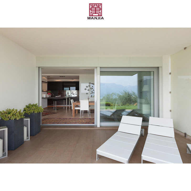 Wanjia Exterior Latest Design Villa Residential Double Glass Door Patio Sliding Door Aluminum Sliding Door