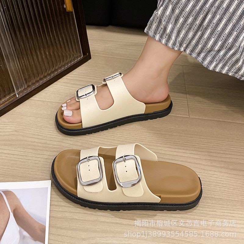 New Style Slippers for Women, Summer Sandals, Double Buckle Birkenstock Shoes, Half Slippers, Women's Summer Outer Wear, Summer Sandals and Slippers Wholesale New Style Slippers for Women, Summer Sandals, Double Buckle Birkenstock Shoes, Half Slippers, Women's Summer Outer Wear, Summer Sandals and Slippers Wholesale