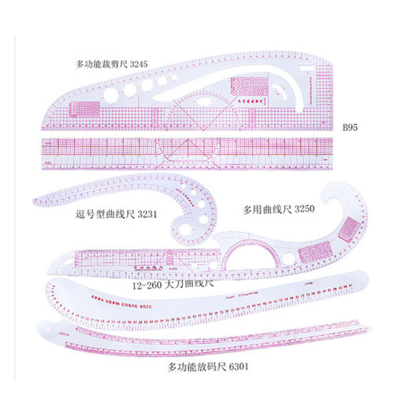 Regla multifuncional para la fabricación de placas, regla de corte, regla de corte, regla de diseño de ropa, regla de curva