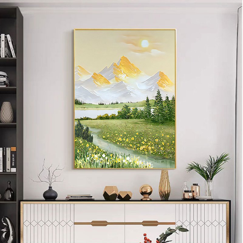 Rizhao Jinshan Entrance Decorative Painting Hotel Living Room Background Wall Hanging Painting Entrance Corridor Aisle Green Plant Mural Wholesale
