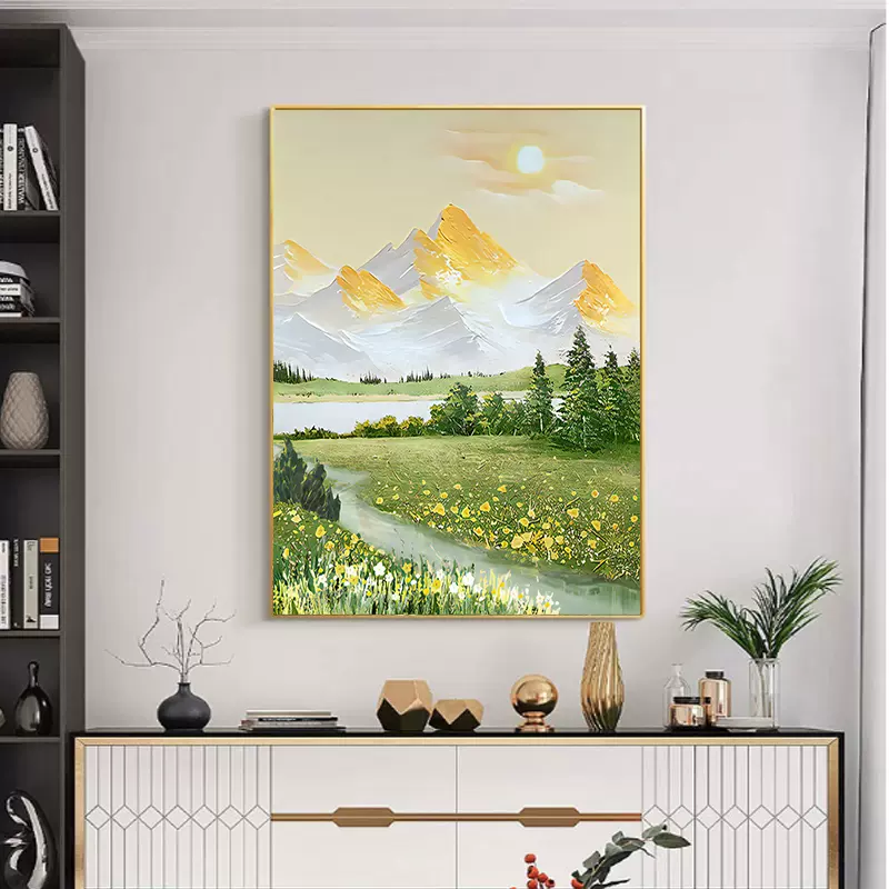 日照金山玄关装饰画酒店客厅背景墙挂画入户走廊过道绿植壁画批发