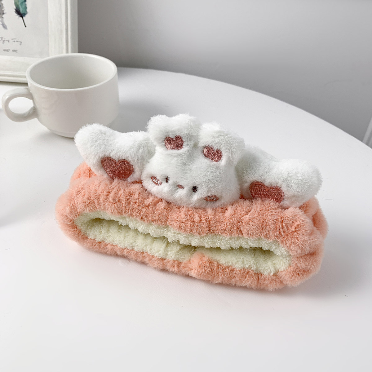 Otoño y invierno de peluche de jade de dibujos animados lavarse la cara correa de cabello adorable oso color combinación correa de cabello de muñeca impermeable adornamientos de cabello al por mayor