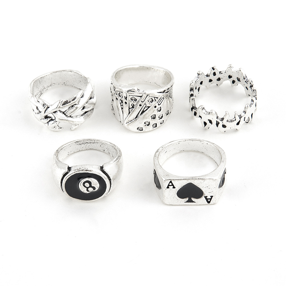 40g Weight Alloy Material Men'S Gender Retro Style Retro Alloy Men'S Ring Sets 4