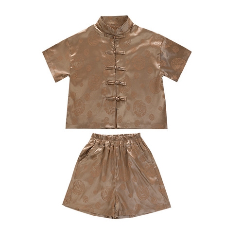 New Chinese style boys' Hanfu modified summer set baby first birthday dress Chinese style children's Tang suit thin summer 