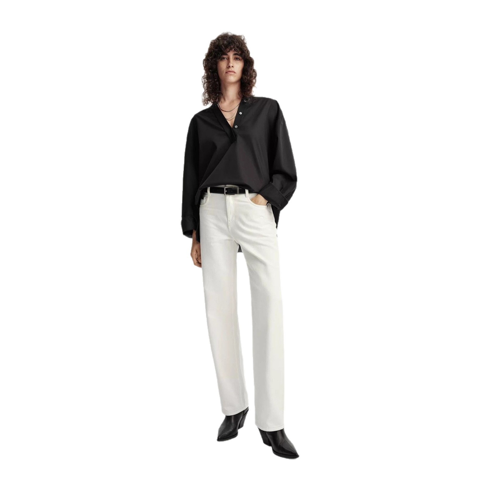 Fashionable High-End White Jeans 2025 Autumn New Turkish Cotton Mid-Waist Brushed Slimming Straight Pants