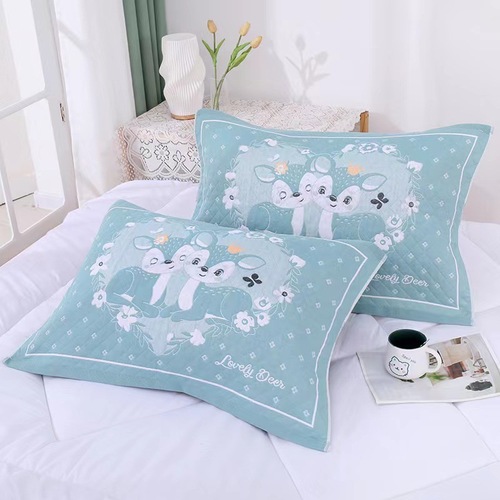 Cushion towel gauze large sweat-absorbing single person pillow towel student unit simple cartoon four seasons style pillow cover live broadcast 
