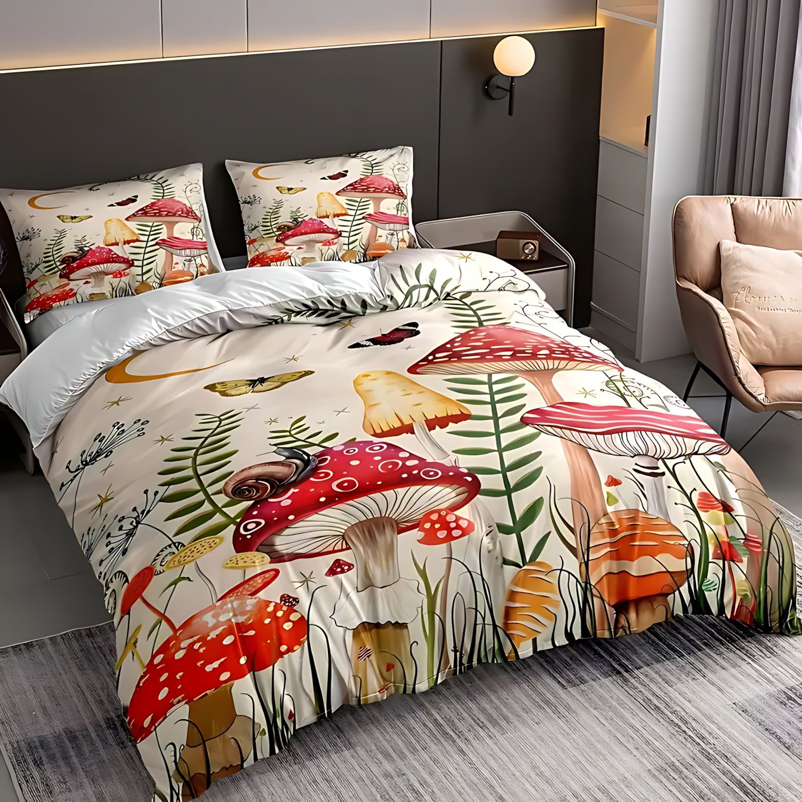 TUME / JIT transfronterizo fantasía hongos plantas molidas de alta definición digital impresión set de edredón se puede diseñar