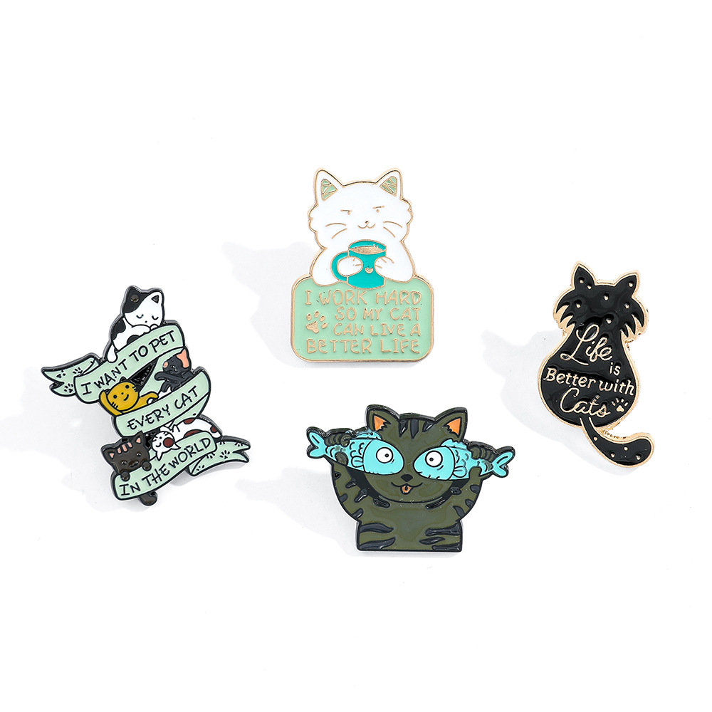 9g Weight Brooches Classification Daily Occasion Alloy Material Letter, Cat, Fish Pattern Unisex Gender Cartoon, Enamel Design Cute Style Cute Pin Letter Cat Fish Alloy Cartoon Enamel Unisex Brooches 32