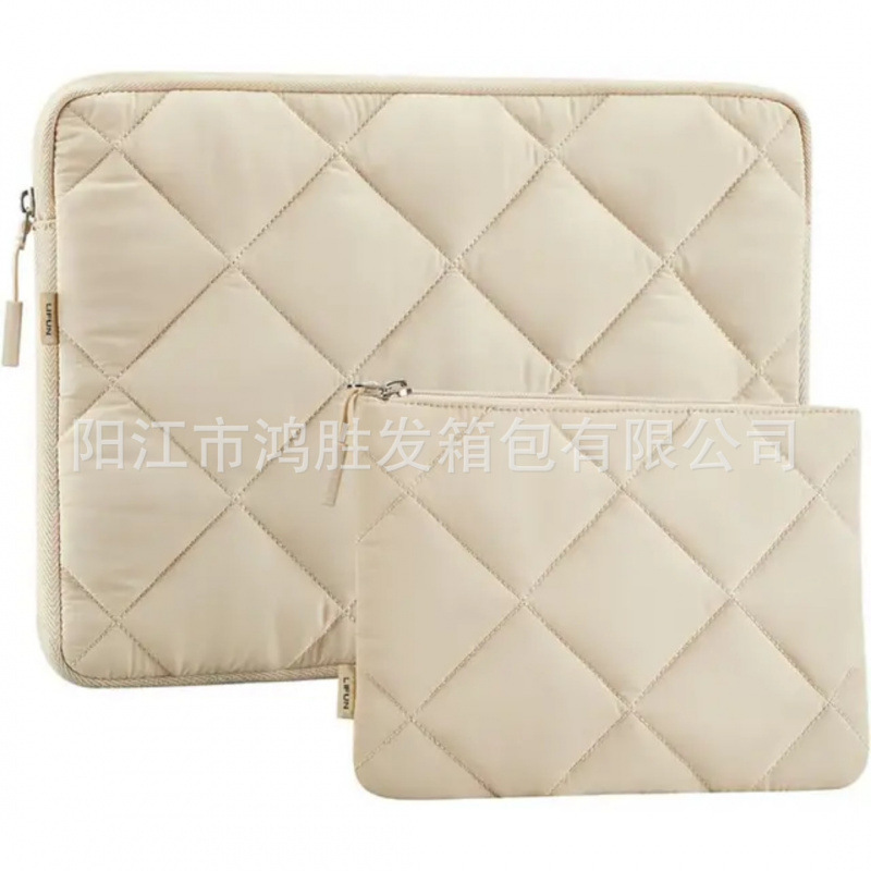 Down-filled laptop and tablet case, suitable for Dell and HP, with a small pouch, custom-made by the manufacturer