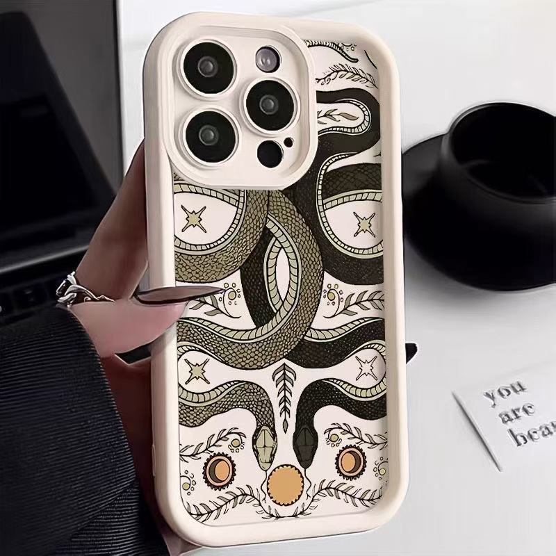 Cuentas de juego de doble serpiente para iPhone 15pro funda para teléfono móvil Apple 16 anti-caída 14 personalidad 13promax nuevo 12x