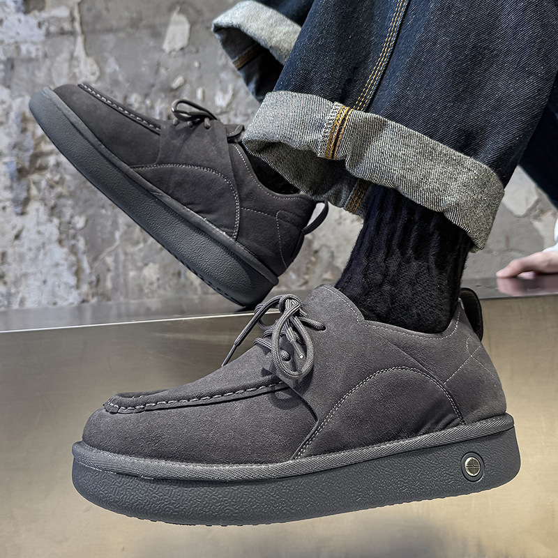 2025 New Commuter Versatile Derby Kangaroo Shoes Casual Thick-Soled Heightening Leather Shoes Lace-Up British 931149-J