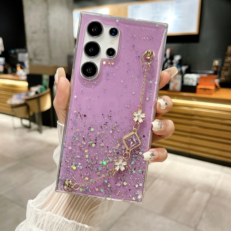 Suitable for S25U Mobile Phone Case S24U Glitter Powder S23U High-End All-Inclusive Anti-Fall Protective Cover Gypsophila