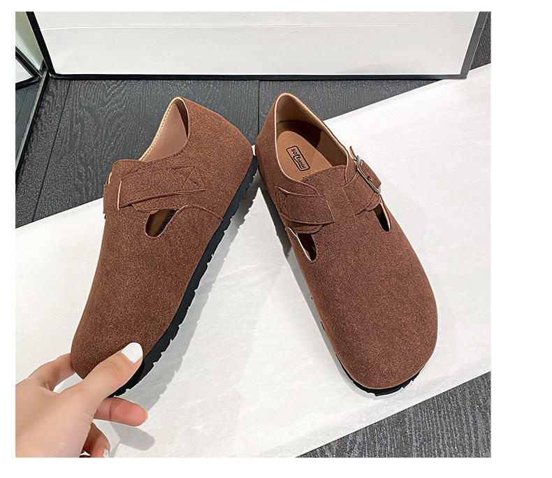 Dép sandal nữ bít mũi da thật quai khóa đế dày kiểu Birkenstock — 261 Màu nâu sẫm (toàn bộ), 261 Xám (toàn bộ), 261 kaki (toàn bộ băng đảng), 265 kaki (nửa kéo) chi tiết 27