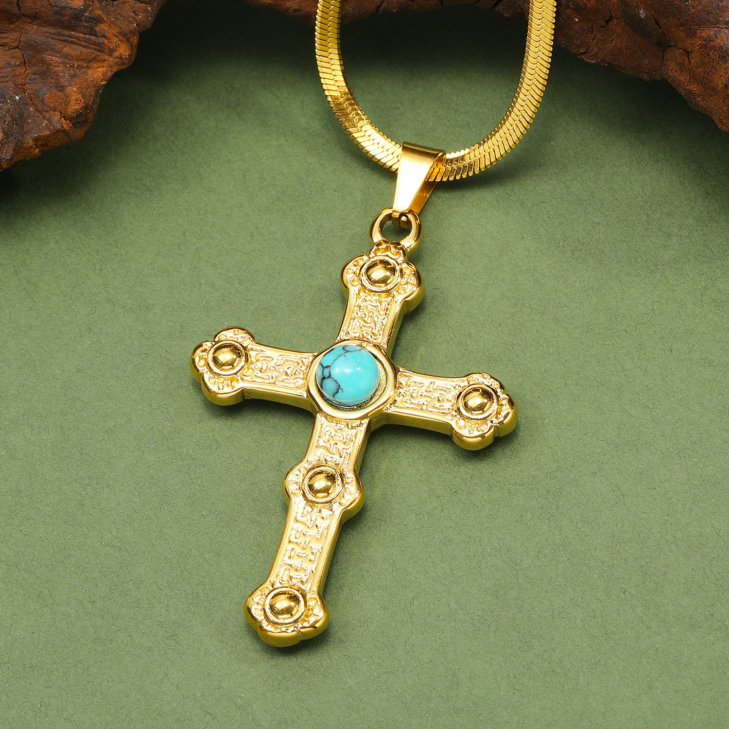 21g Weight Real Gold Plated Plating Material Artificial Gemstones Inlay Material Pendant Necklace Classification 1 Piece Quantity Casual, Daily Occasion 304 Stainless Steel Material Cross Pattern Women's Gender Vintage Style Style Waterproof Non Tarnish, Plating, Inlay Craft Real Gold Plated Cross 304 Stainless Steel Vintage Style Waterproof Non Tarnish Pendant Necklace 13