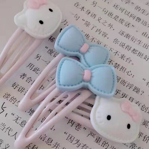 ins cute bear bow bb clip sweet KT kitten hairpin girl bangs side clip cartoon animal headdress