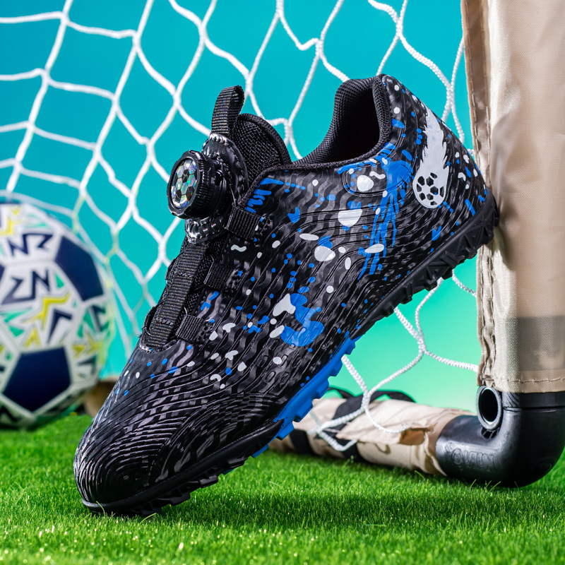 ShoeGlobe, scarpe sportive da ginnastica per la scuola elementare, con bottoni rotanti transfrontalieri, per bambini, con tacchetti da calcio_voghion.com