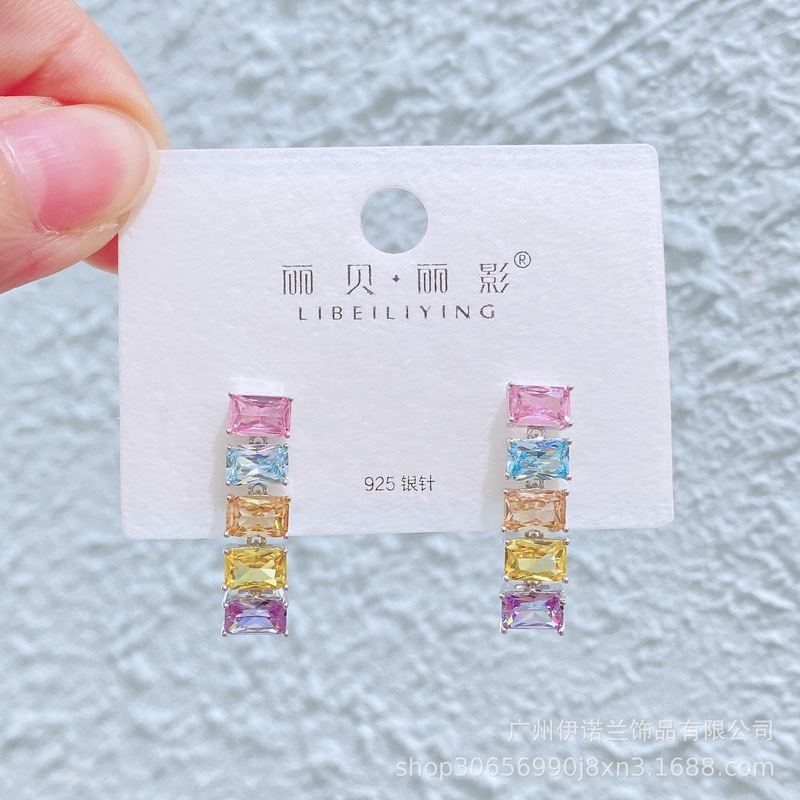 丽银/丽贝丽影闪锆吊坠轻奢风s925银针耳环高级感长款宴会奢华女|undefined