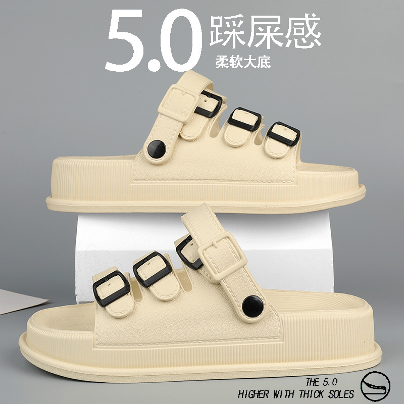 Men's Summer Slippers, Trendy Tower Buckle Thick-Soled Sandals, Men's Outdoor Driving Dual-Purpose Sports Beach Shoes