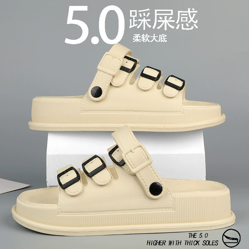 Мужские летние шлепанцы, модные сандалии с пряжкой-башней на толстой подошве, мужские спортивные пляжные туфли для вождения и отдыха на природе