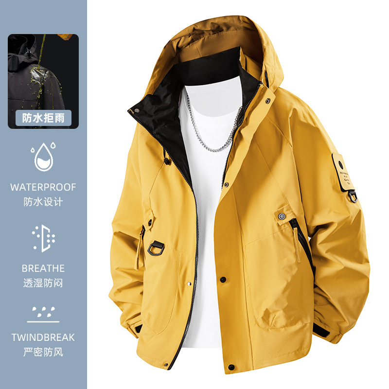 Factory direct sale windproof jacket, scratch-resistant, wear-resistant, waterproof outdoor mountain-style jacket, unisex hooded coat