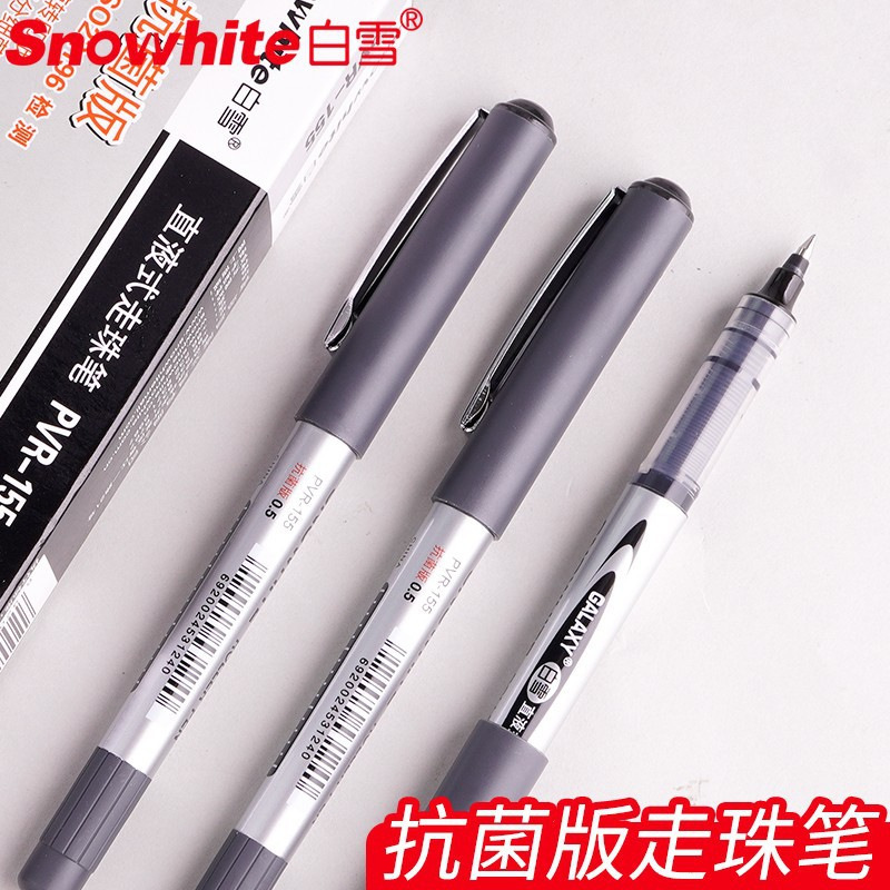 Snow White 155/166 Direct Liquid Rollerball Pen Black Bullet Tip Signature Pen Needle Tip 0.5 Exam Pen Large Capacity