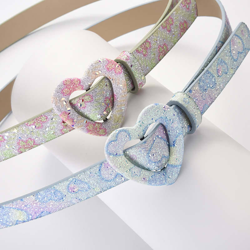 Cinturón Infantil Decorativo con Corazón de Piel de PU con Hebilla Automática para Ocio