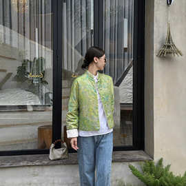 南油批发2025年秋季新款蚕丝交织面料双面双穿秋冬国潮夹薄棉外套