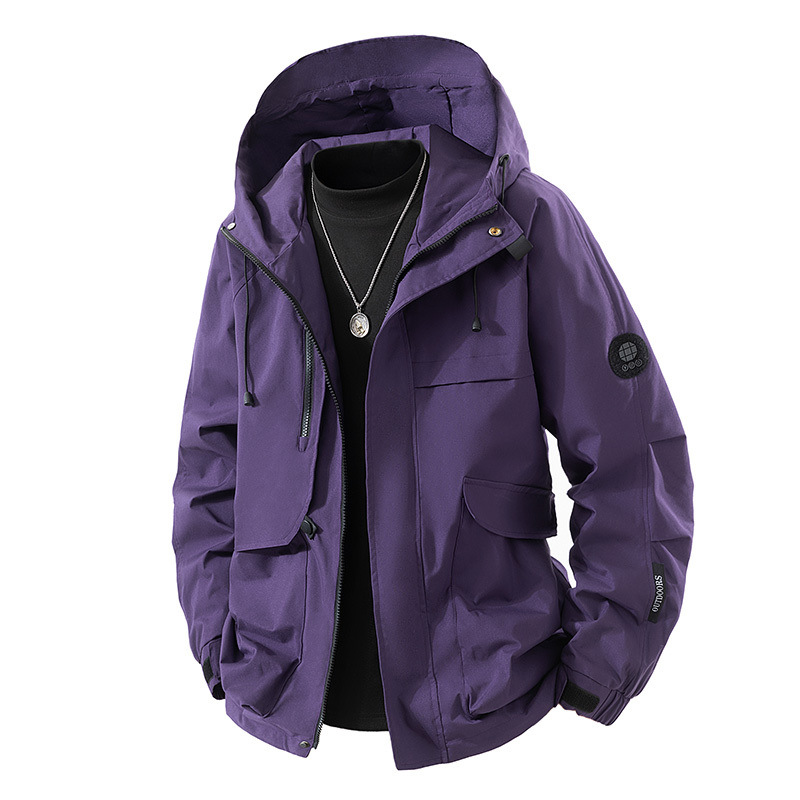 2026 Spring New Men's American Style Versatile Hooded Three-Proof Casual Large Pocket Softshell Jacket for Men and Women