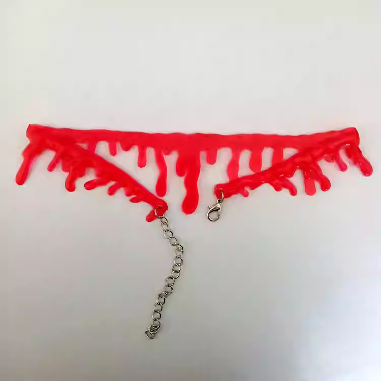 Blood Drip Choker Necklace Halloween Vampire Horror Jewellery_voghion.com