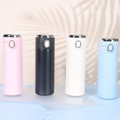 定制logo礼品水杯304不锈钢弹跳盖豌豆杯迷你双层真空智能保温杯
