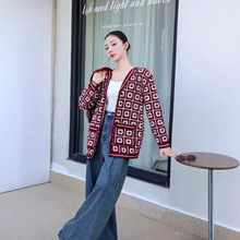 时尚洋气镂空针织衫女春秋2025新款小众宽松毛衣外套长袖开衫上衣